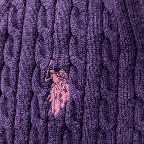 2/$25 U.S. Polo Assn. Purple Cable Knitted Sweater V-Neck Long Sleeves Girls - Picture 5 of 7